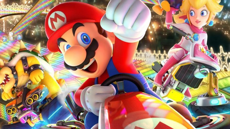 Mario Kart é um videojogo de corridas da Nintendo com as personagens do universo super Mario