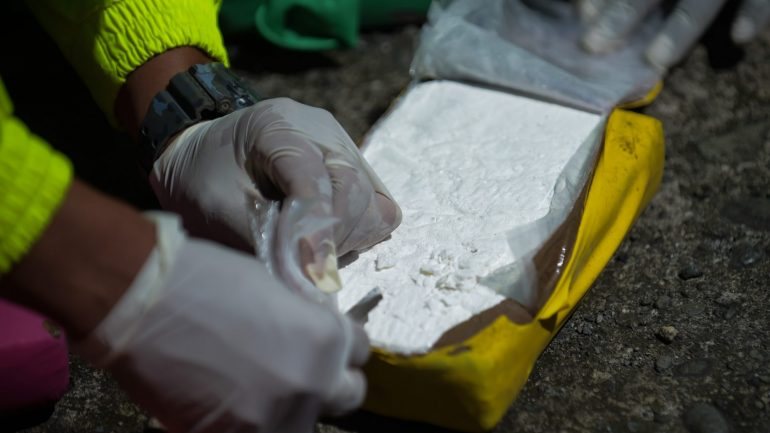 Polícia colombiana testa cocaína apreendida