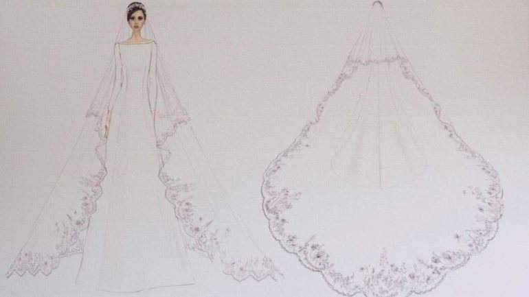 O Palácio de Kensington divulgou os esboços do vestido de noiva de Meghan Markle