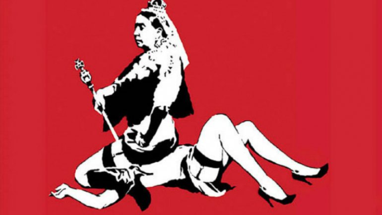 &quot;Queen Vic&quot; é um dos três desenhos do subversivo Banksy que serão leiloados esta quarta-feira em Paris