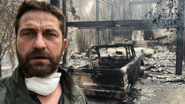 Parte da casa de Gerard Butler em Malibu ficou em cinzas. O ator e produtor escocês agradeceu aos bombeiros por toda a coragem