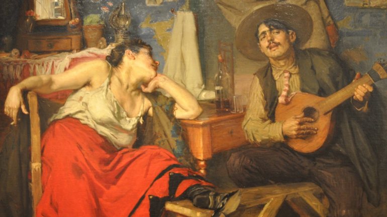“O Fado”, pintura de José Malhoa datada de 1910, é porventura o quadro mais icónico de sempre da canção de Lisboa