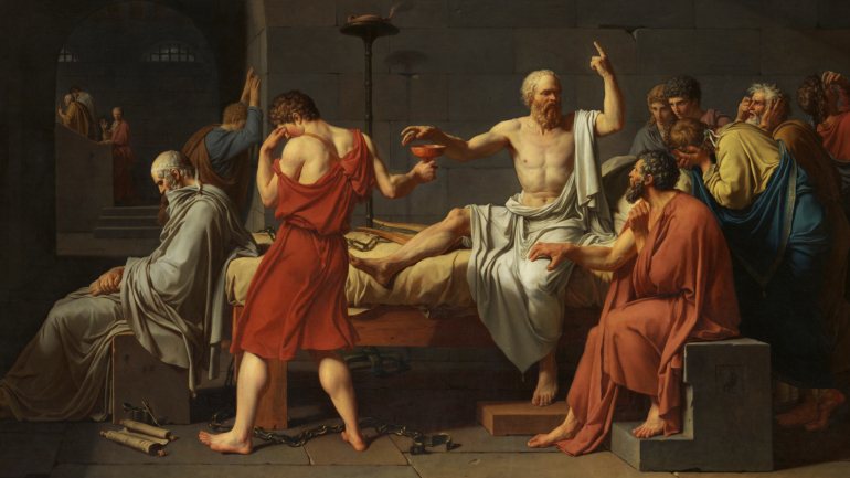 As relações entre homens na Grécia Antiga em julgamento na pintura de 1787 &quot;A Morte de Sócrates&quot;, de Jacques-Louis David