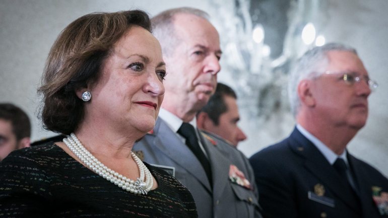 Joana Marques Vidal na tomada de posse da sua sucessora na Procuradoria-Geral da República no dia 12 de outubro de 2018