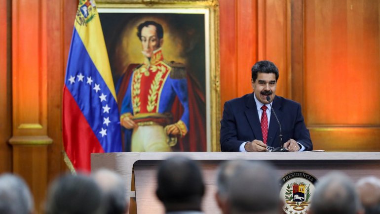 Nicolás Maduro, Presidente da Venezuela, falava numa conferência de imprensa no palácio presidencial de Miraflores