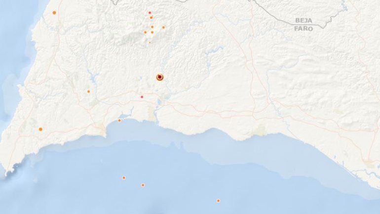 O epicentro do sismo foi a cerca de nove quilómetros de Silves.