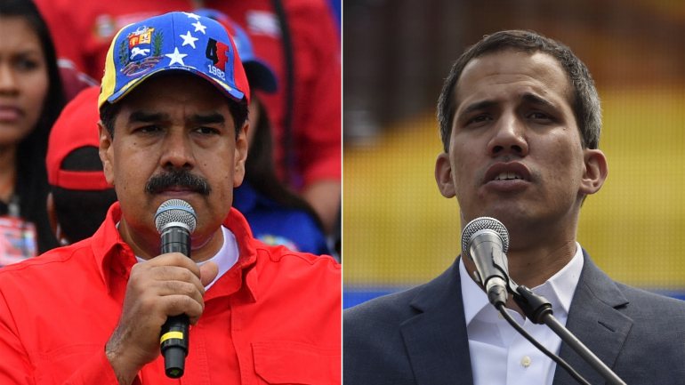 Juan Guaidó dividiu o palco com personalidades da oposição e representantes de comunidades de imigrantes, incluindo da luso-venezuelana