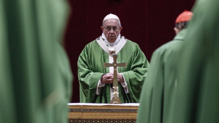 O Papa Francisco esta manhã durante a celebração na qual anunciou as oito ideias para a Igreja acabar com os abusos de menores