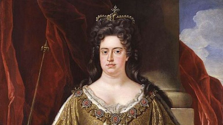 A rainha num óleo sobre tela de John Closterman, um retrato situado em 1702