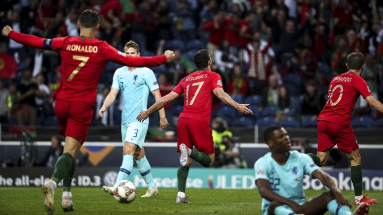 Gonçalo Guedes marcou o golo da vitória de Portugal na final. FILIPE AMORIM/OBSERVADOR