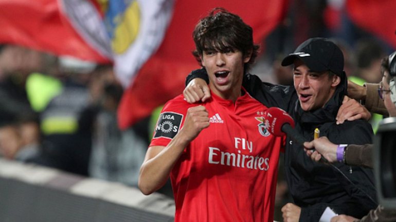 O jogador de 19 anos celebrou o terceiro golo da vitória frente ao V. Setúbal, em abril, com o irmão mais novo