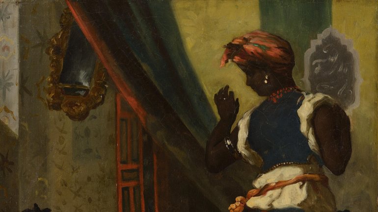 Pormenor de &quot;Femmes d'Alger&quot;, obra agora redescoberta e atribuída ao mestre do romantismo francês Eugène Delacroix