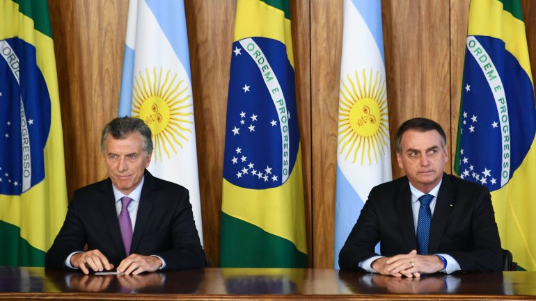 Mauricio Macri, presidente da Argentina, e Jair Bolsonaro, presidente do Brasil