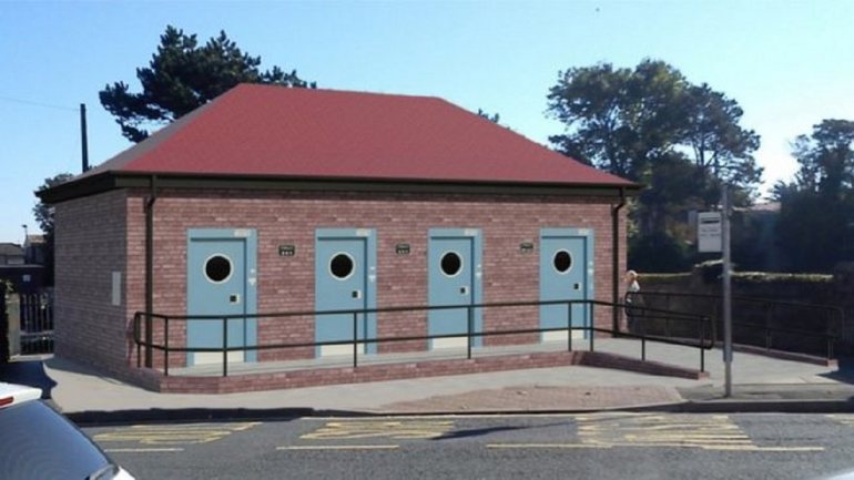 O design inicial das casas de banho, no Parque Griffin, na cidade galese de Porthcawl