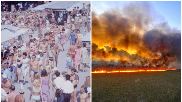 A imagem da esquerda foi tirada em 1967 na União Soviética. A da direita foi tirada em março de 2013 no Rio Grande do Sul, no Brasil