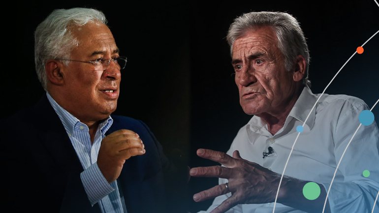 Quatro anos depois desta imagem de uma reunião na sede do PCP, que deu origem à geringonça, Costa e Jerónimo de Sousa debatem para as próximas legislativas. ILUSTRAÇÃO: RAQUEL MARTINS/OBSERVADOR