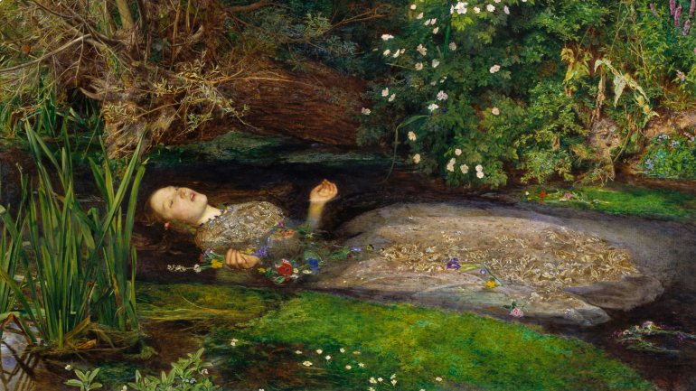 Elizabeth Siddall, mulher do pré-rafaelita Dante Gabriel Rossetti, pousou como Ophelia para John Everett Millais