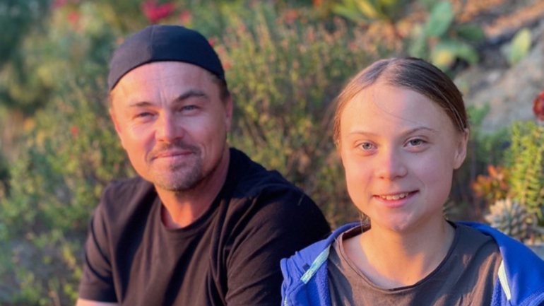 Na sua conta de Instagram, DiCaprio publicou fotografias do encontro dos dois ativistas ambientais