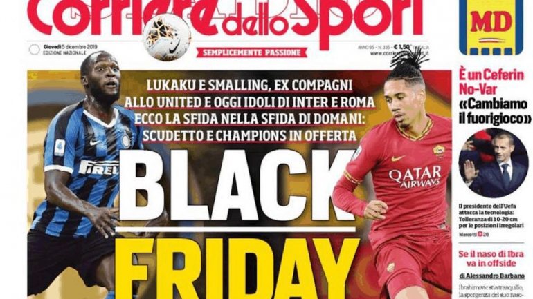A capa da edição desta quinta-feira do Corriere dello Sport