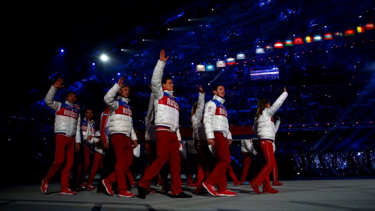 Os atletas russos na aberta dos últimos Jogos Olímpicos