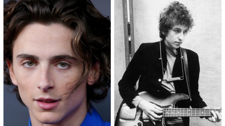 Para evitar confusões: à esquerda está Timothée Chalamet, à direita Bob Dylan