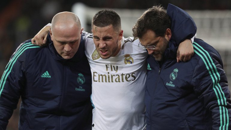 Hazard lesionou-se na derrota do Real Madrid no terreno do Levante, por 1-0, no sábado