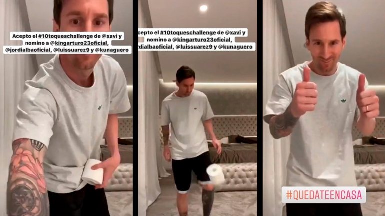 Leo Messi e um rolo de papel higiénico: uma combinação mágica de dez segundos, mais coisa menos coisa