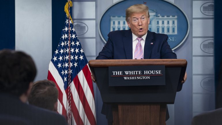 Donald Trump falou este sábado numa conferência de imprensa na Casa Branca