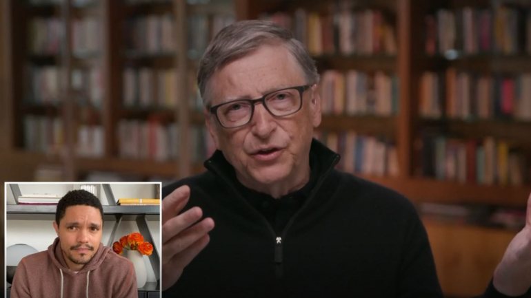 O co-fundador da Microsoft Bill Gates foi entrevistado (à distância) por Trevor Noah, do Daily Show da Comedy Central.