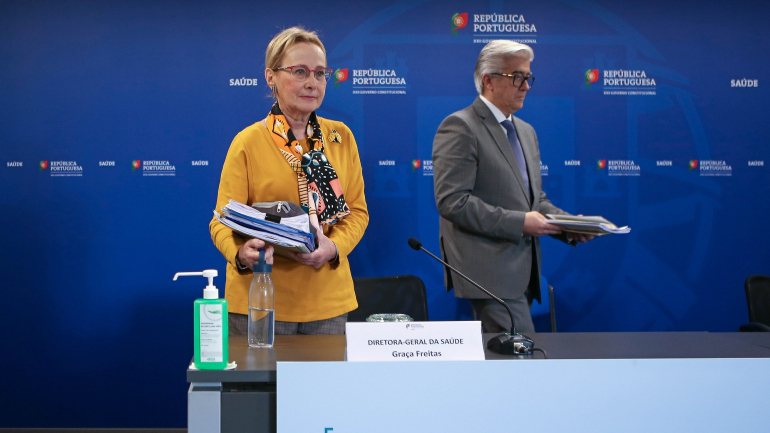 A Diretora Geral da Saúde, Graça Freitas, e o secretário de Estado da Saúde, António Sales, em mais uma conferência de imprensa de acompanhamento da evolução da pandemia da Covid-19 em Portugal