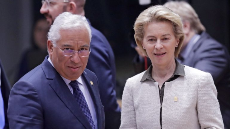 António Costa, primeiro-ministro português, e Ursula von der Leyen, presidente da Comissão Europeia.