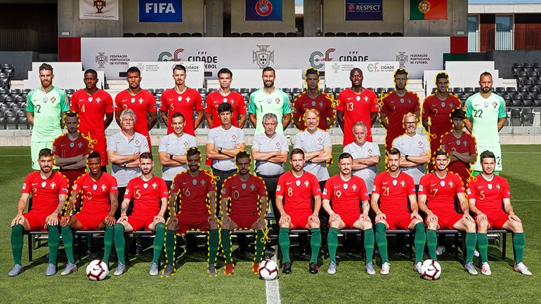 A seleção portuguesa em 2019. A picotado, estão os jogadores que poderão abandonar a seleção