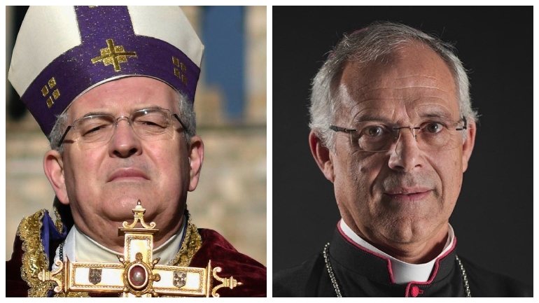 O arcebispo de Évora (à esquerda) e o bispo de Angra (à direita) anunciaram o afastamento de padres que constam da lista de alegados abusadores