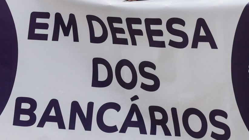 Manifestação de trabalhadores do Santander