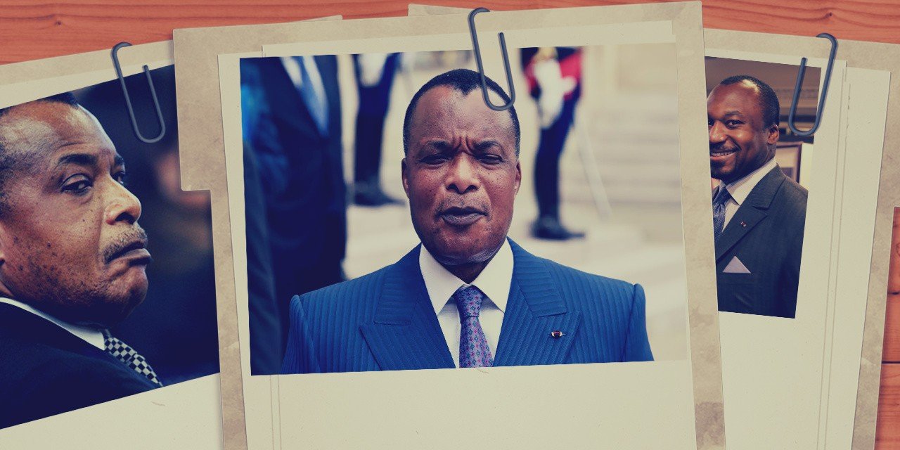 O presidente Denis Sassou Nguesso (ao centro e à esquerda) lidera o Congo há 32 anos, com um interregno entre 92 e 97. O seu filho Denis Christele &quot;Kiki&quot; (à direita) controla o negócio do petróleo