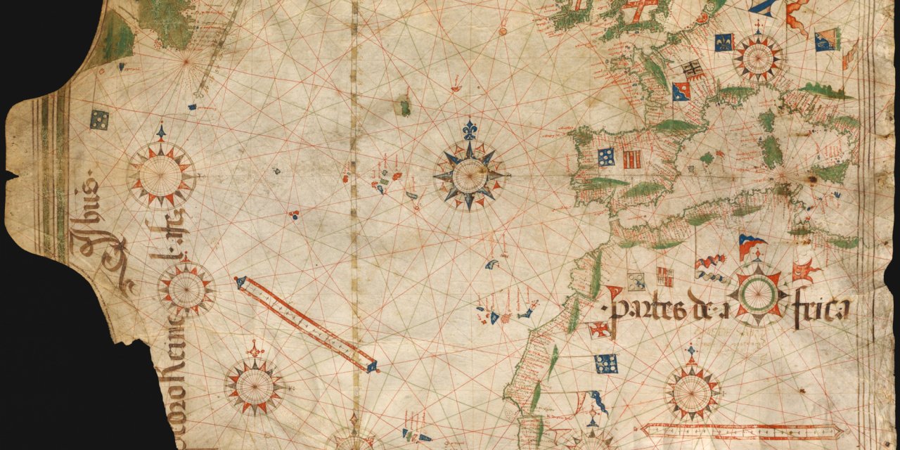 Mapa desenhado por Pedro Reinel por volta de 1504