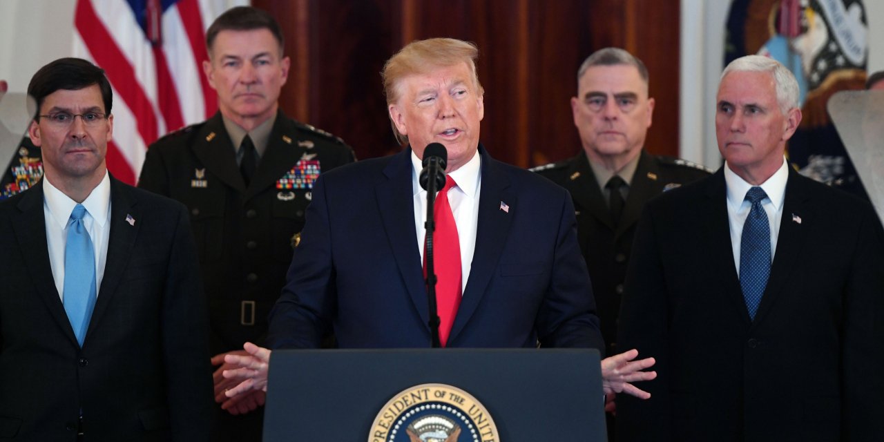 Donald Trump esta quarta-feira durante a conferência de imprensa em que reagiu ao ataque iraniano contra bases dos EUA no Iraque