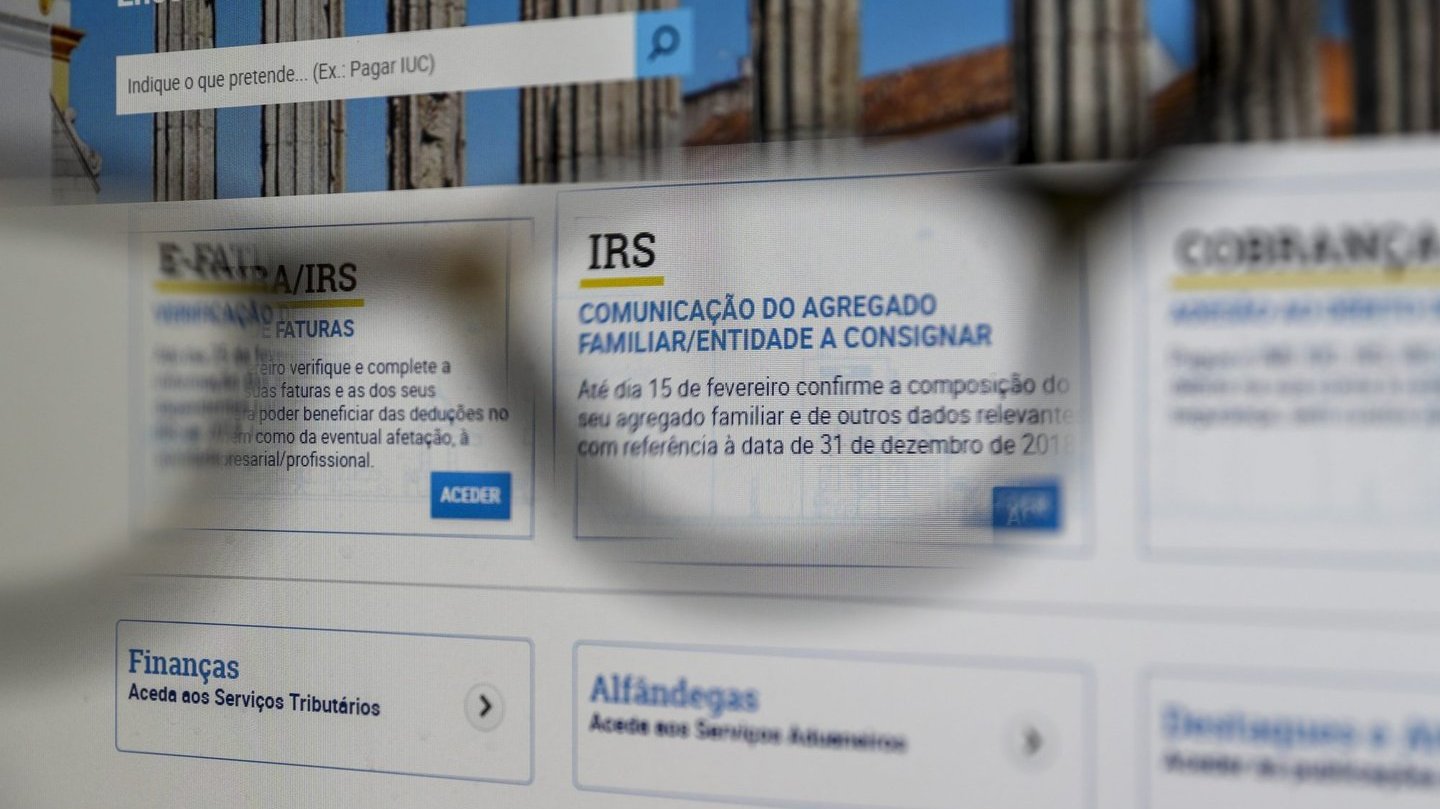 Imagem do Site das Finanças, declarações de IRS