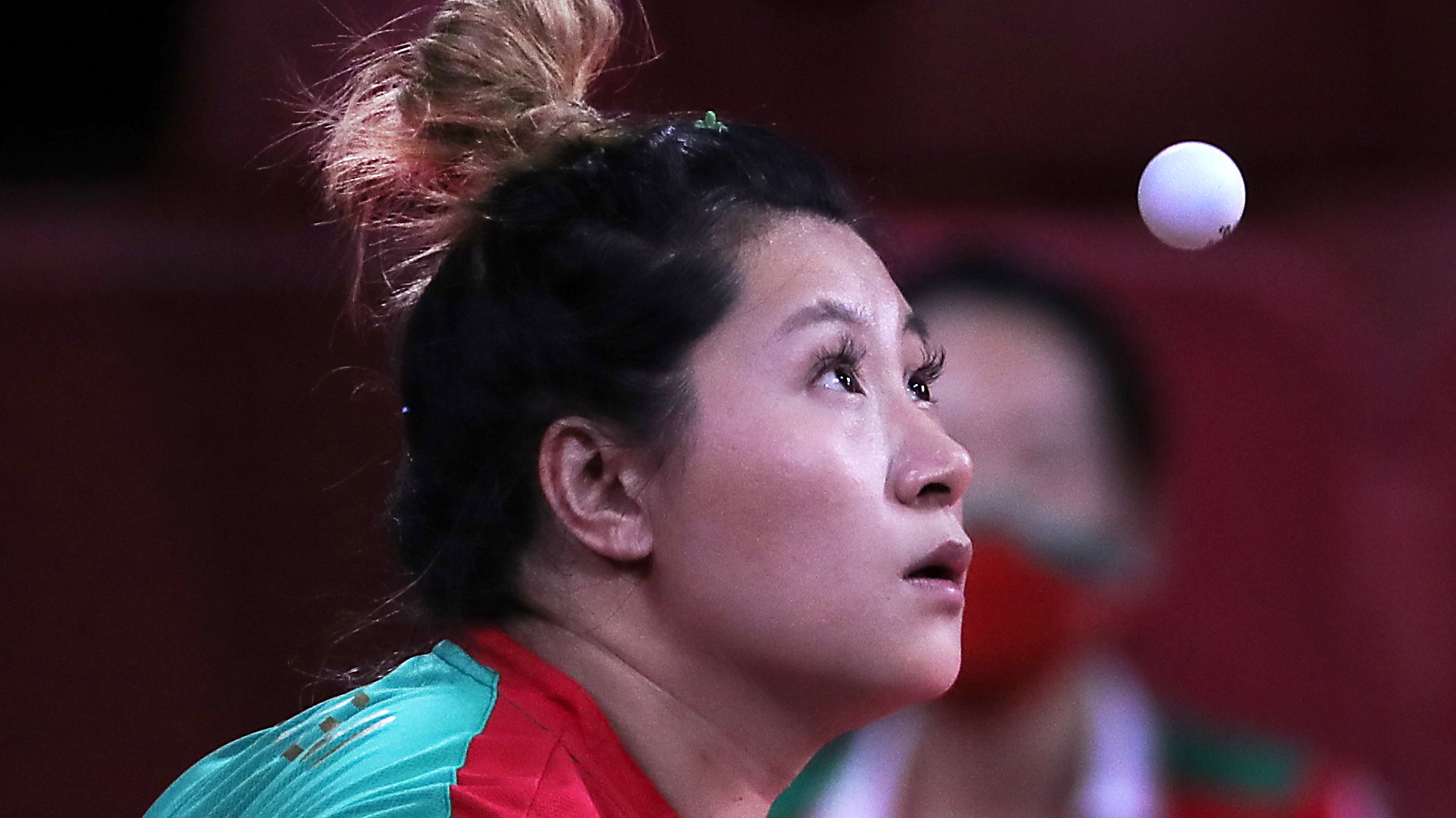 Fu Yu and Shao Jieni in the women’s doubles quarterfinals in table tennis