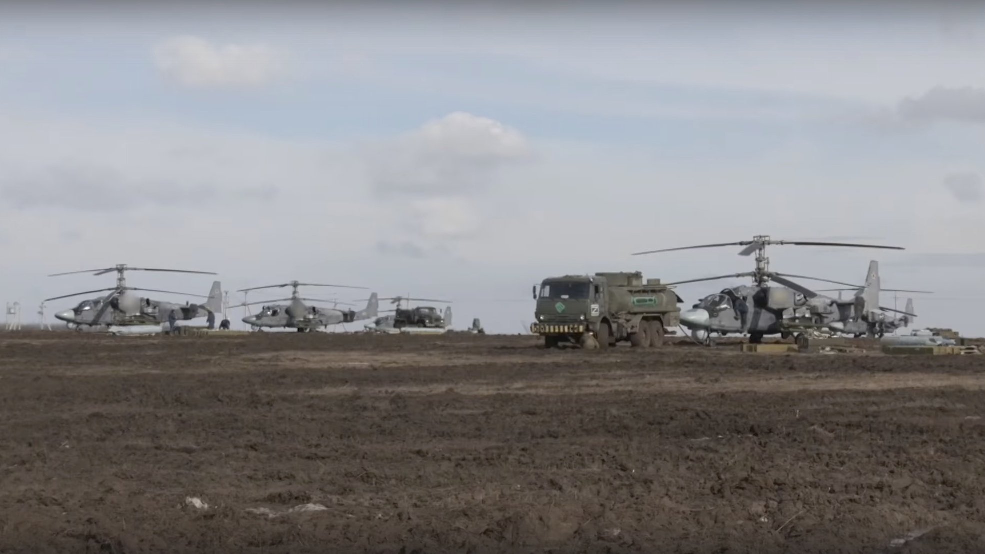 epa09792546 A handout still image taken from handout video made available by the Russian Defence ministry press-service shows the ‘Kamov Ka-50  Black Shark’ attack helicopter prepare for battles in Ukraine on the field, Russia, 28 February 2022. Russian President Vladimir Putin announced a special military operation in the Donbass with the aim of demilitarising and denazifying Ukraine, as well as bringing to justice those who committed numerous bloody crimes against civilians. Martial law has been introduced in Ukraine, explosions are heard in many cities, including Kiev.  EPA/RUSSIAN DEFENCE MINISTRY PRESS SERVICE / HANDOUT  HANDOUT EDITORIAL USE ONLY/NO SALES