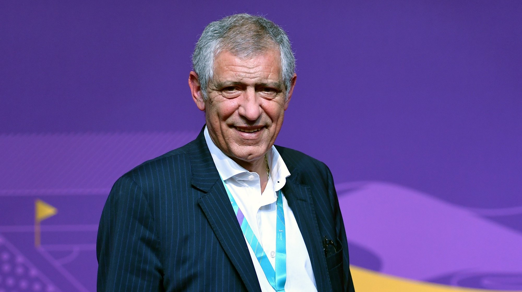 epa09863755 Head coach of the Portuguese national soccer team Fernando Santos arrives for the main draw for the FIFA World Cup 2022 in Doha, Qatar, 01 April 2022.  EPA/NOUSHAD THEKKAYIL