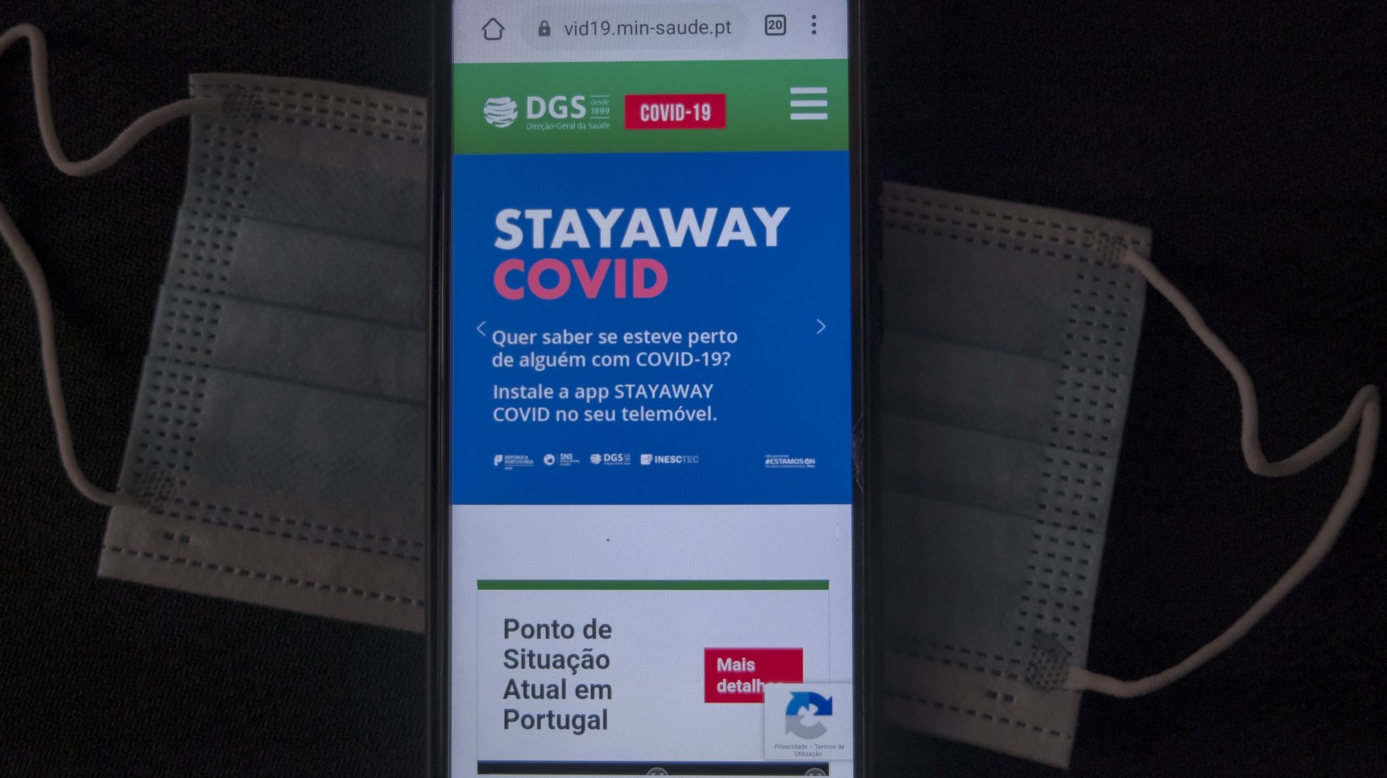 A app StayAway Covid, que pretende identificar potenciais exposições a pessoas infetadas com Covid-19,  Lisboa, 16 de outubrode 2020. ANTÓNIO COTRIM/LUSA