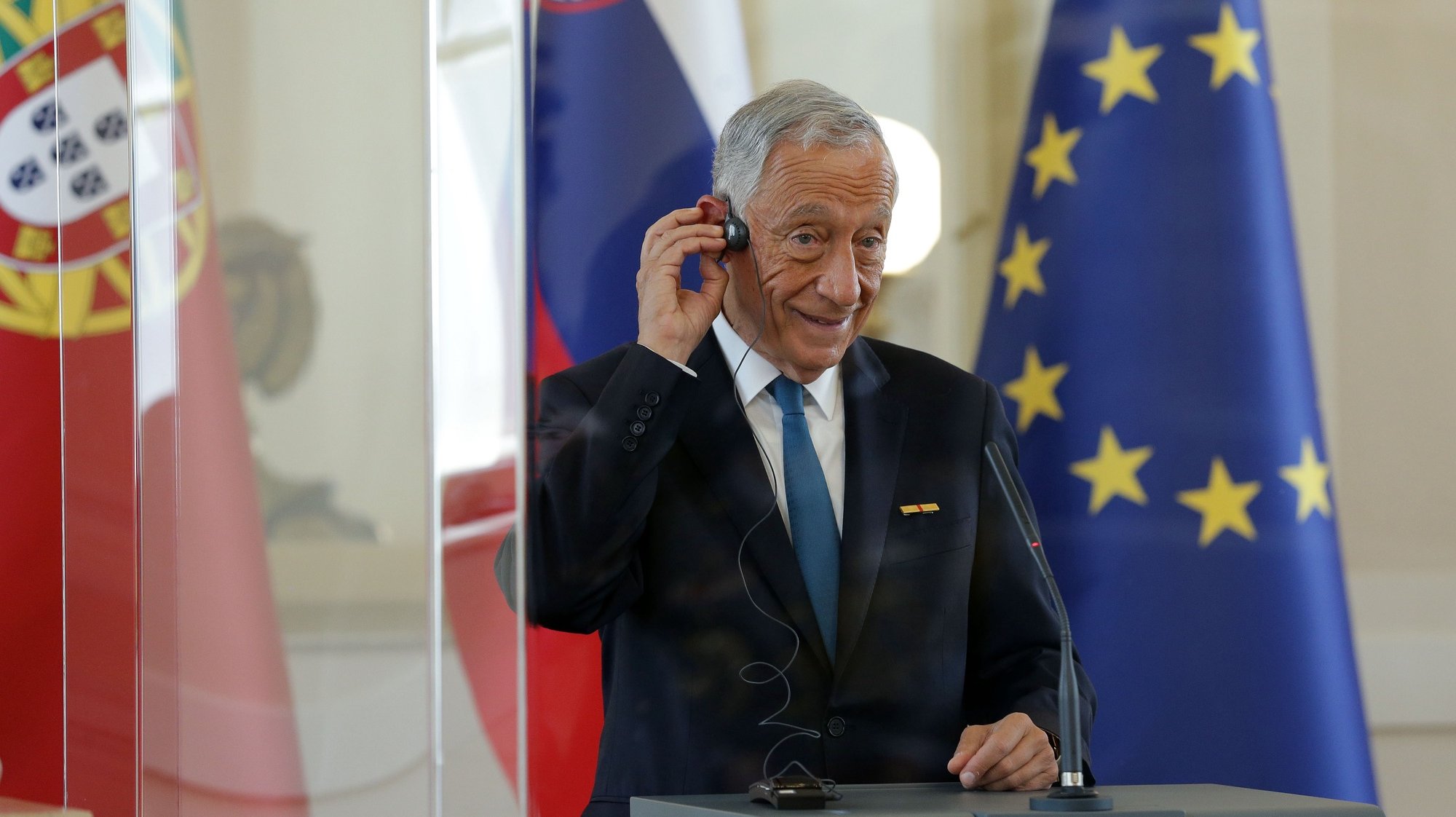 The President of Portugal, Marcelo Rebelo de Sousa during a joint press conference at the Presidential Palace in Ljubljana, Slovenia, 31 May 2021. Marcelo Rebelo de Sousa is on an official visit to Slovenia between Sunday and Tuesday, and will then head to Bulgaria. ESTELA SILVA/LUSA