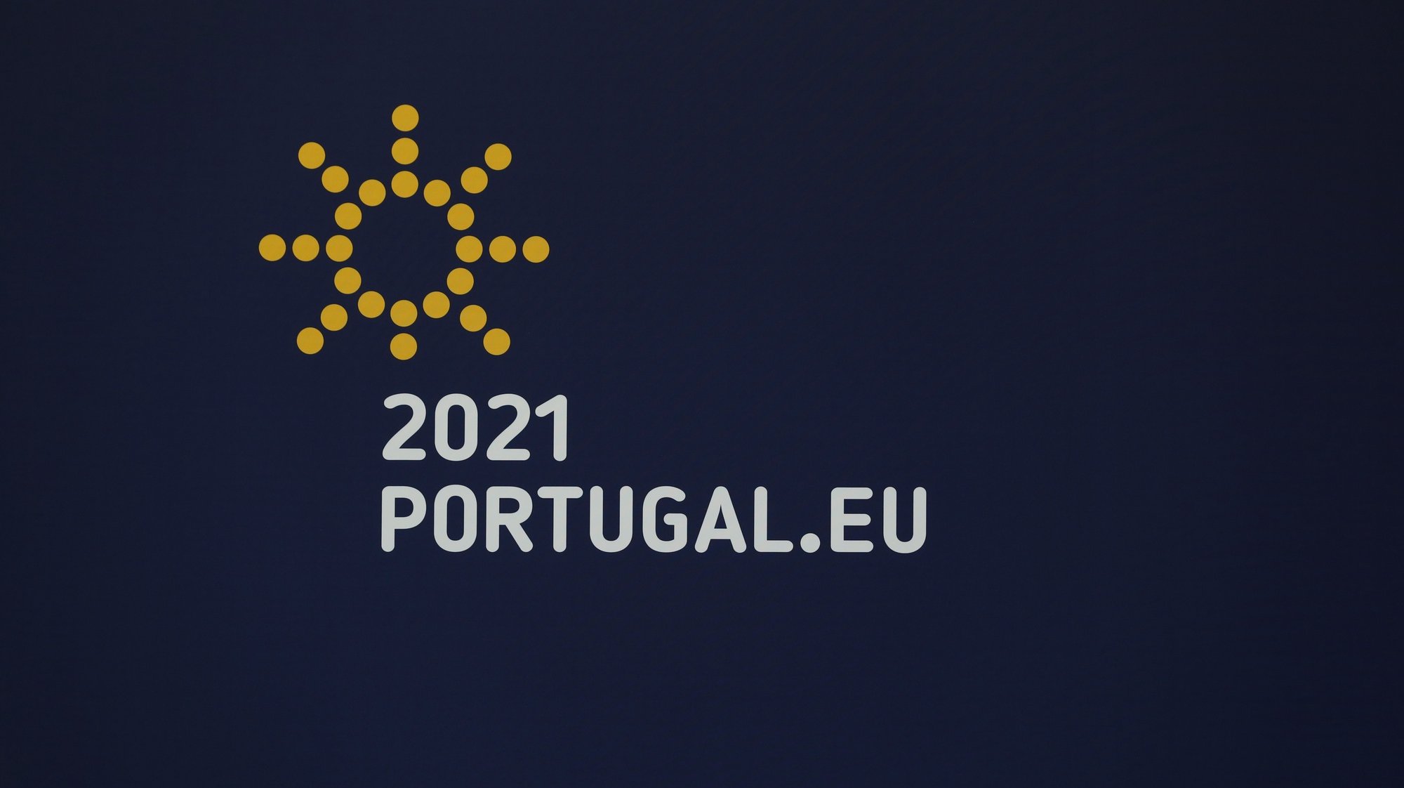 Logotipo da presidência portuguesa da União Europeia, Lisboa, 30 de dezembro de 2020. ANTÓNIO COTRIM/LUSA