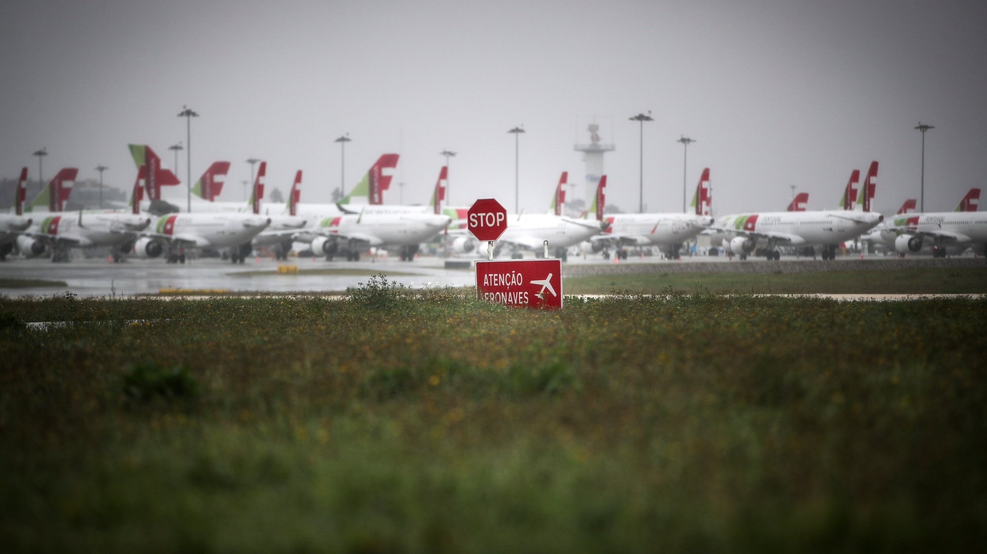 File photo dated from 09 April 2020 of TAP Air Portugal aircraft remain grounded at Humberto Delgado airport closed for passenger traffic as part of the exceptional traffic measures to combat the epidemiological situation of Covid-19, in Lisbon, Portugal, 09 April 2020 (reissued 02 July 2020). The granting of state support to TAP has been under discussion since the airline&#039;s activity came to a standstill because of the coronavirus pandemic, with an agreed injection of up to 1,200 million euros. MARIO CRUZ/LUSA