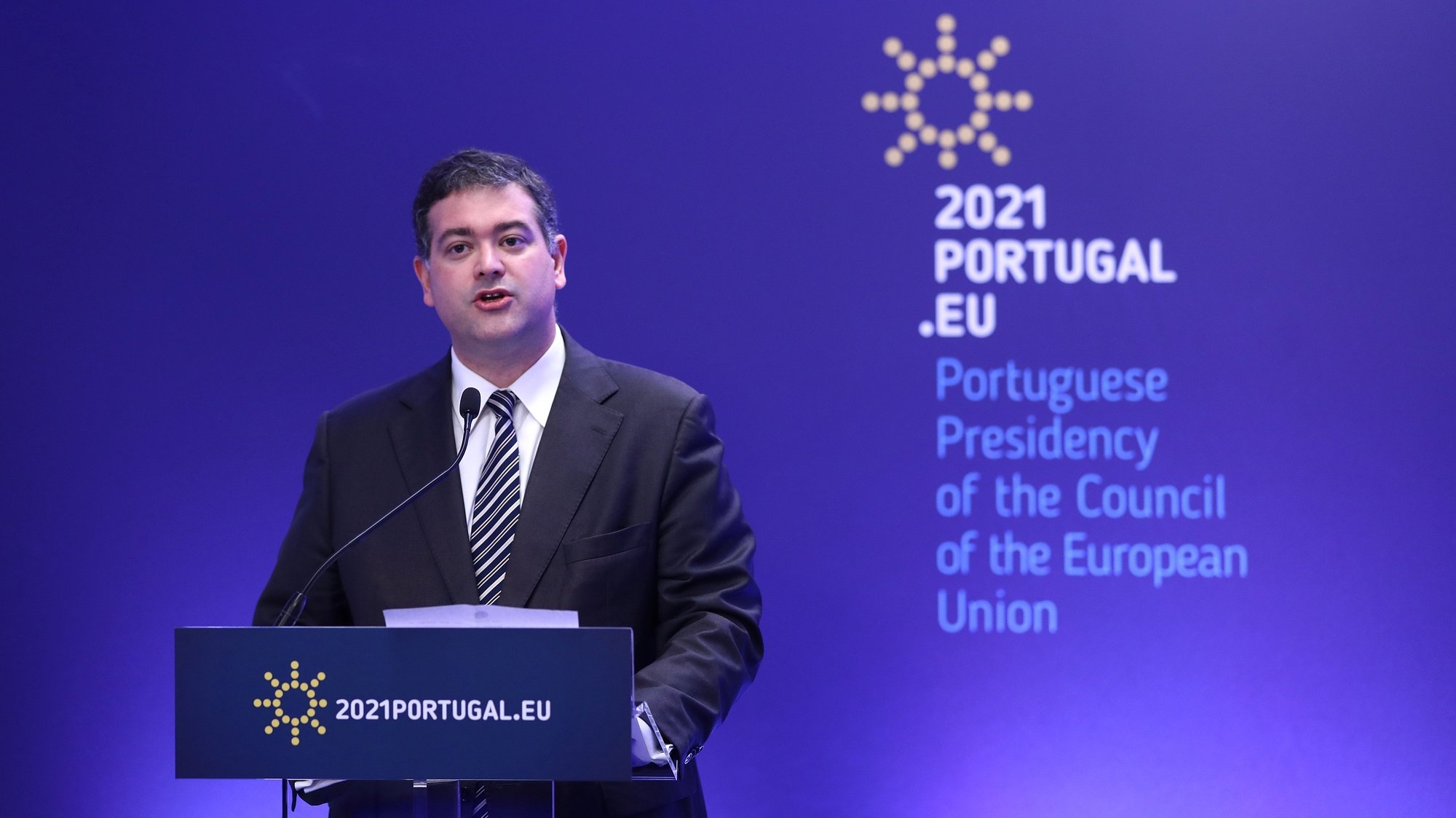 President of Portuguese Agency for Investment and Foreign Trade (AICEP) Portugal Global Luis Castro Henriques attends a Portugal-Africa Business Seminar: &quot;Exporting &#039;Green&#039;: Internationalization in a sustainable era&quot; included in the official program of the Portuguese Presidency of the EU Council in Lisbon, Portugal, 22 April 2021. The purpose of this event is to stimulate joint action on sustainable development, creating bridges between Europe and Africa in the green economy sector, focusing on exports and investment as drivers of sustainable economic development for Portuguese and African relations. ANTONIO PEDRO SANTOS/LUSA