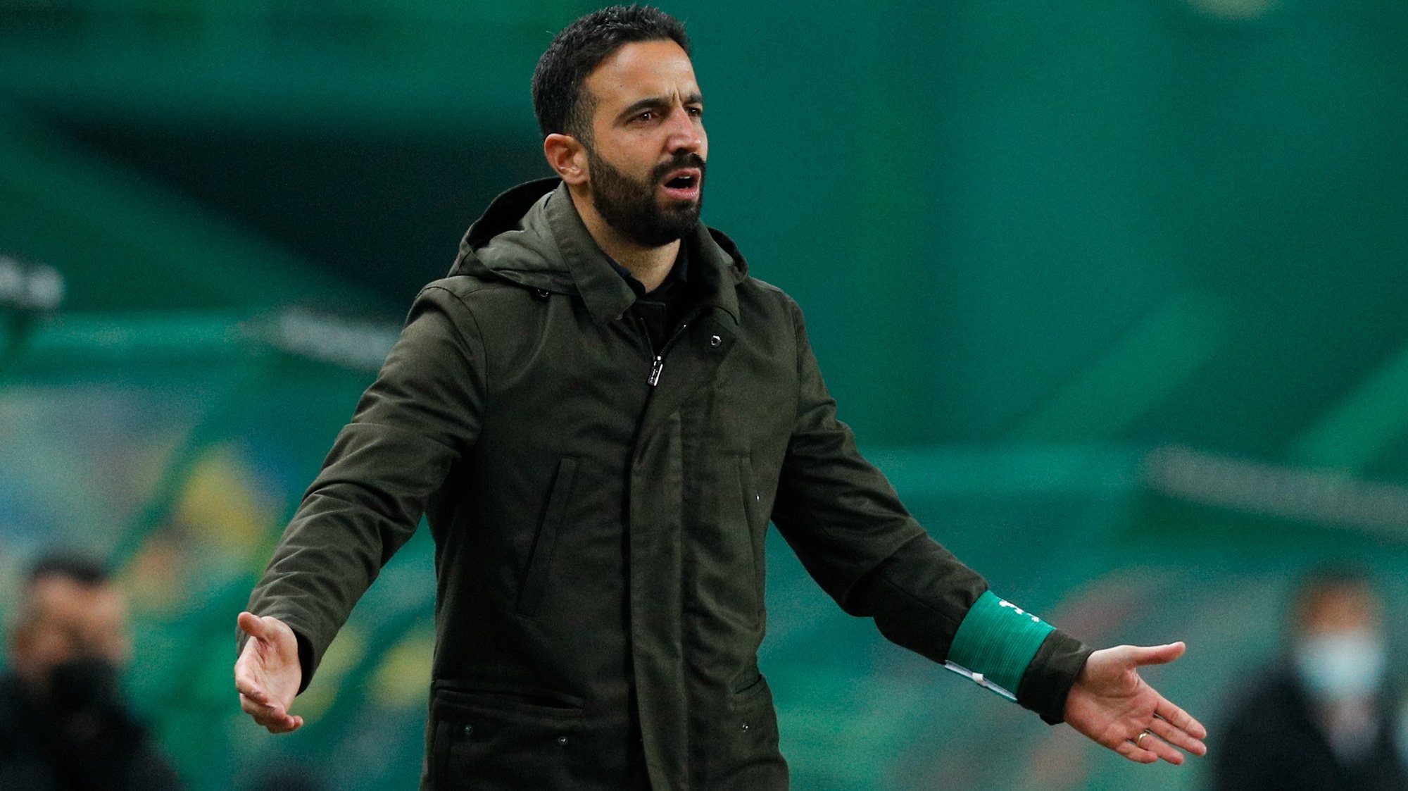 Sporting&#039;s head coach Ruben Amorim reacts during the Portuguese First League soccer match with Rio Ave held at Alvalade Stadium in Lisbon, Portugal, 15th January 2021.  ANTONIO COTRIM/LUSA