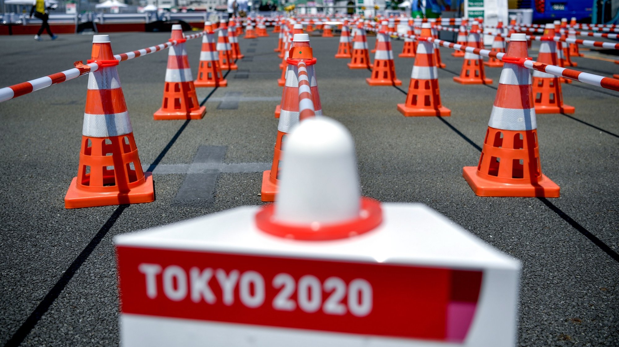 epa09356044 A view of the Olympic bus station in Tokyo, Japan, 21 July 2021. The pandemic-delayed 2020 Summer Olympics are schedule to open on July 23 with spectators banned from most Olympic events due to COVID-19 surge.  EPA/Zsolt Czegledi HUNGARY OUT