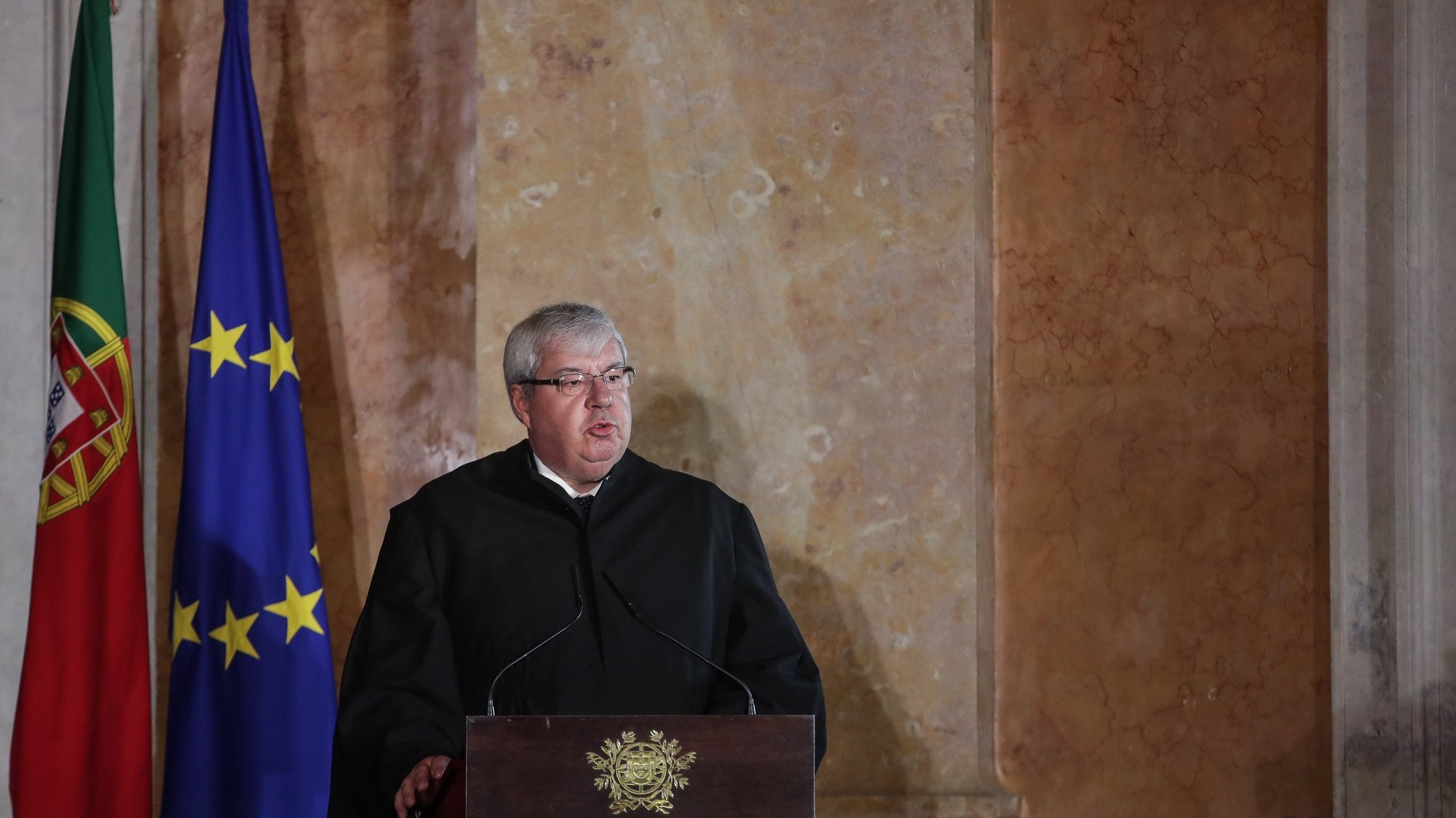 O bastonário da Ordem dos Advogados eleito, Guilherme Figueiredo, intervém na sessão solene de abertura do ano judicial, no Palácio Nacional da Ajuda, em Lisboa, 6 de janeiro de 2020. MÁRIO CRUZ/LUSA