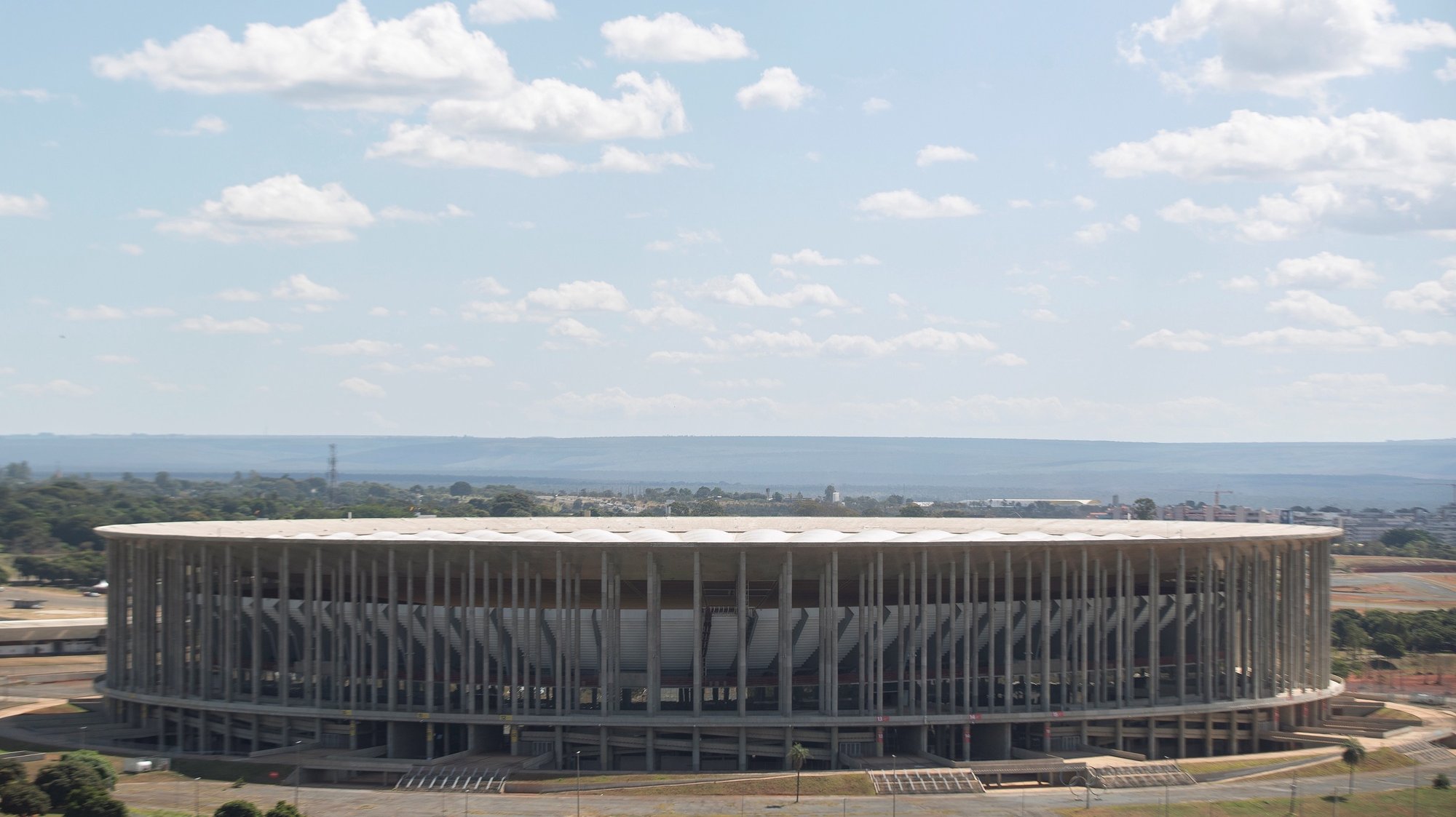 epa09243595 Exterior view of the Mane Garrincha stadium, one of the four venues for the Copa America 2021, in Brasilia, Brazil, 02 June 2021. Conmebol indicated that the cities of Brasilia, Rio de Janeiro, Cuiaba (Matto Grosso) and Goiania (Goias) will host the Copa America, after Argentina and Colombia gave up being the tournament venues, as was originally planned, due to the coronavirus pandemic.  EPA/Joedson Alves